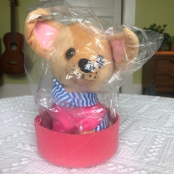 Adorable Chihuahua Plush Toy w/ Pink Bed and Pink Sweater 9" Stuffed Dog Kawaii - Picture 1 of 12